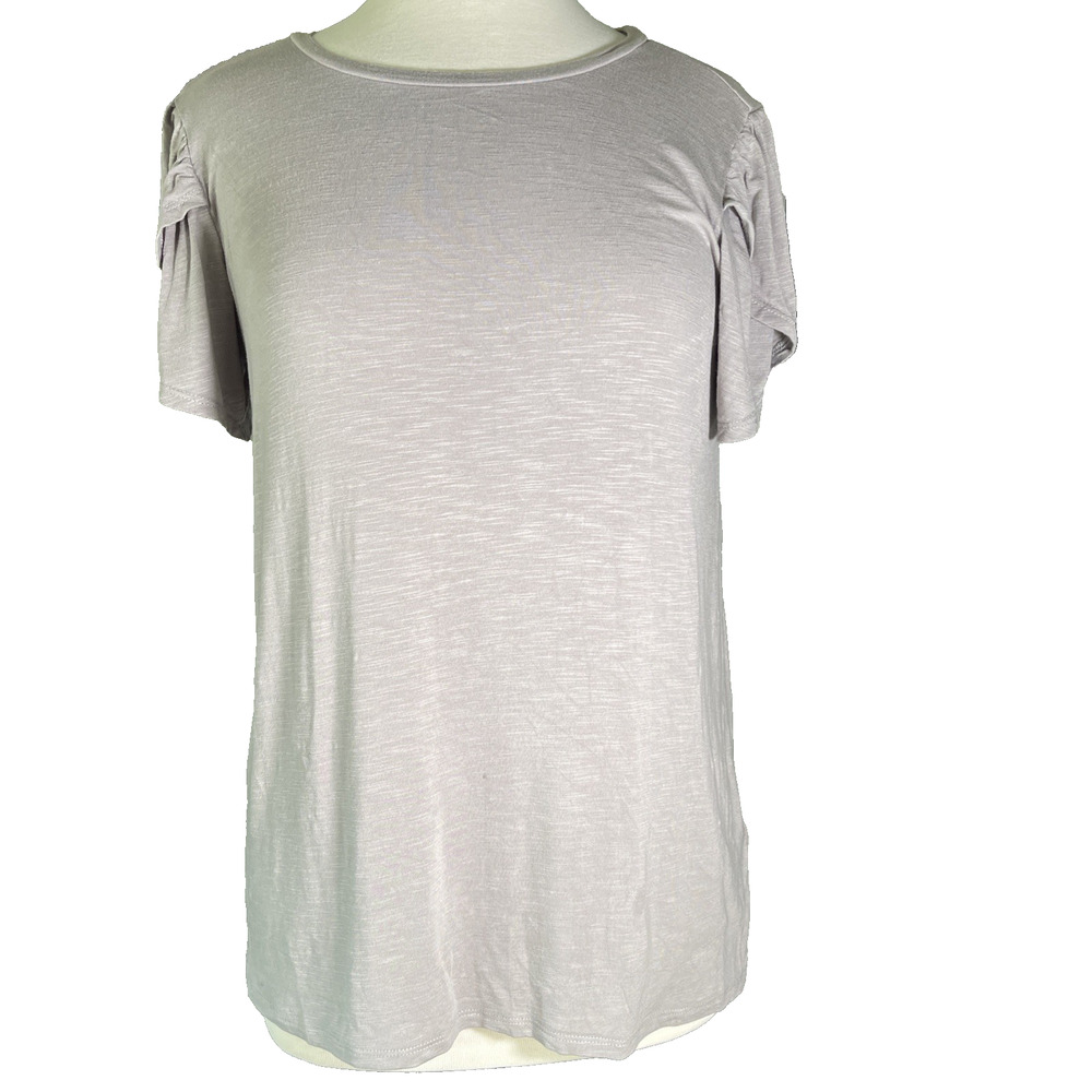 LulaRoe Women's Gray/White Pullover Short Sleeve Blouse SM- EUC